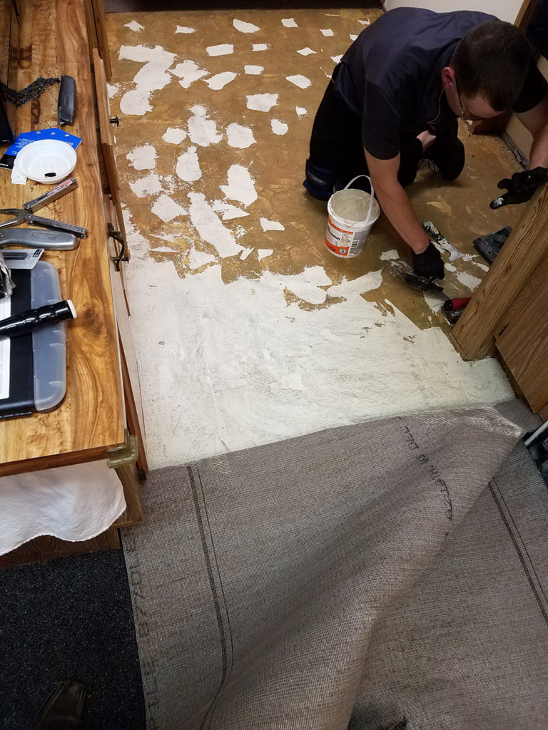 Kitchen carpet glue down